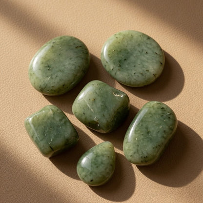 Natural Burmese Jade Lotus Bead Bracelet — Harmony & Abundance Amulet
