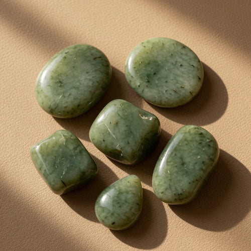 Natural Burmese Jade Lotus Bead Bracelet — Harmony & Abundance Amulet