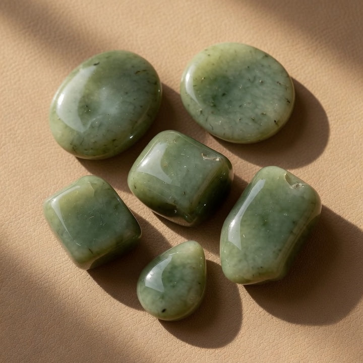 Natural Burmese Jade Lotus Bead Bracelet — Harmony & Abundance Amulet