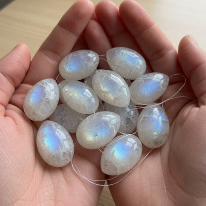 Natural Moonstone Polished Palm Stone — Intuition & New Beginnings Crystal