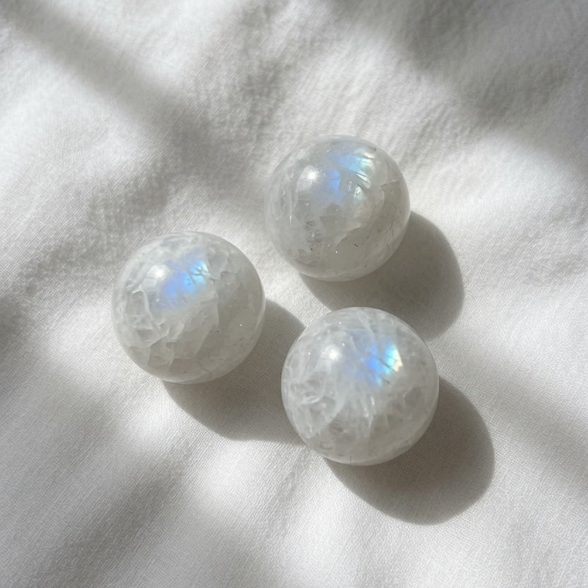 Natural Moonstone Polished Palm Stone — Intuition & New Beginnings Crystal