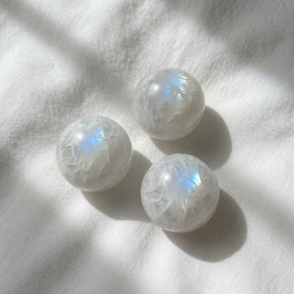 Natural Moonstone Polished Palm Stone — Intuition & New Beginnings Crystal