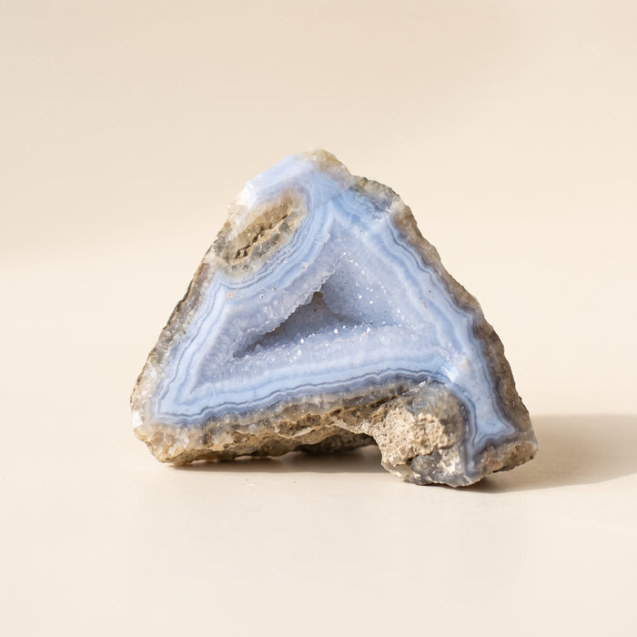 Natural raw blue lace agate with lace bands