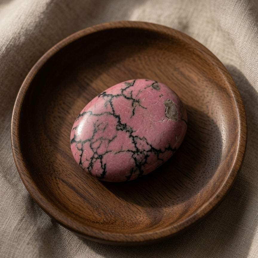 Natural Pink & Black Rhodonite Tumbled Stones — Emotional Healing Crystal