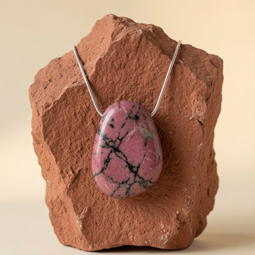 Natural Pink & Black Rhodonite Tumbled Stones — Emotional Healing Crystal