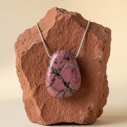 Natural Pink & Black Rhodonite Tumbled Stones — Emotional Healing Crystal