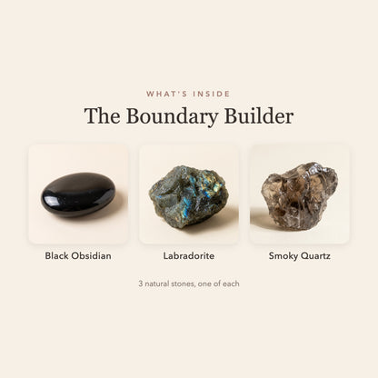 What's inside The Boundary Builder: black obsidian, labradorite and smoky quartz