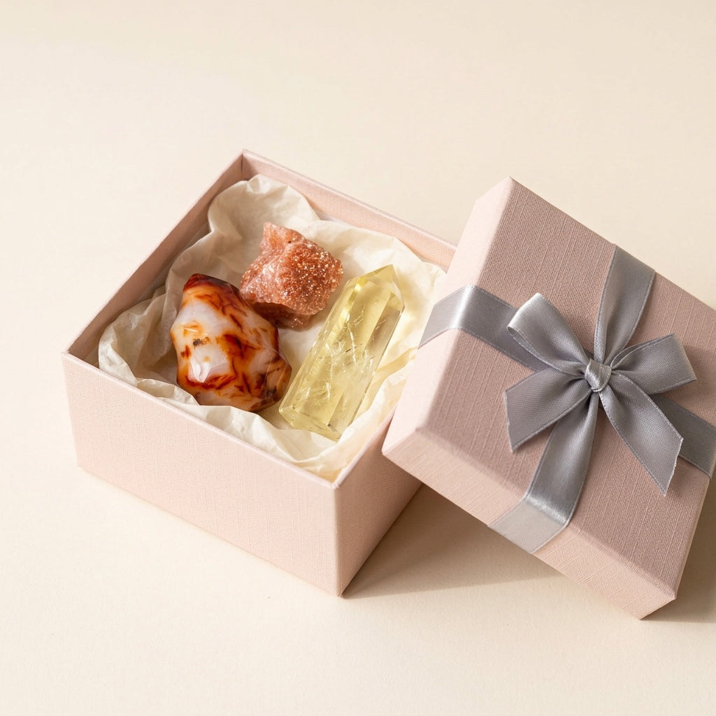 The Creative Spark in the Stones and Rockz pink gift box