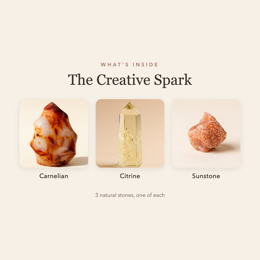 What's inside The Creative Spark: carnelian, citrine and sunstone