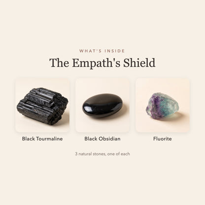 What's inside The Empath's Shield: black tourmaline, black obsidian and fluorite