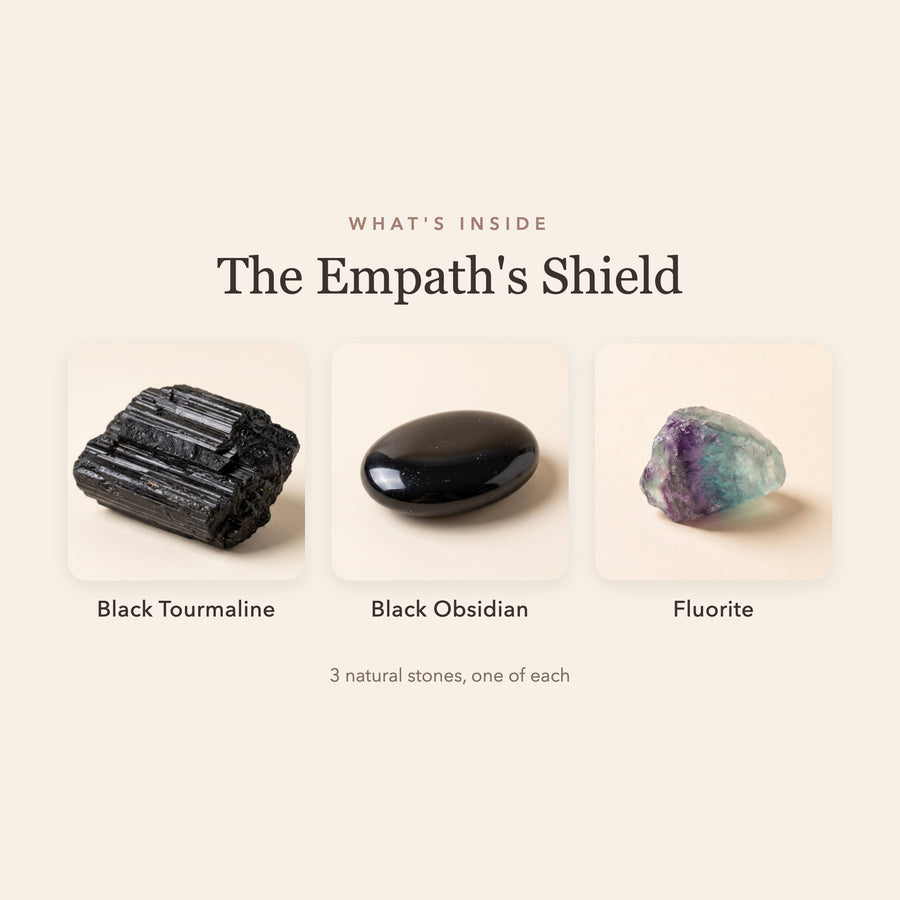 What's inside The Empath's Shield: black tourmaline, black obsidian and fluorite