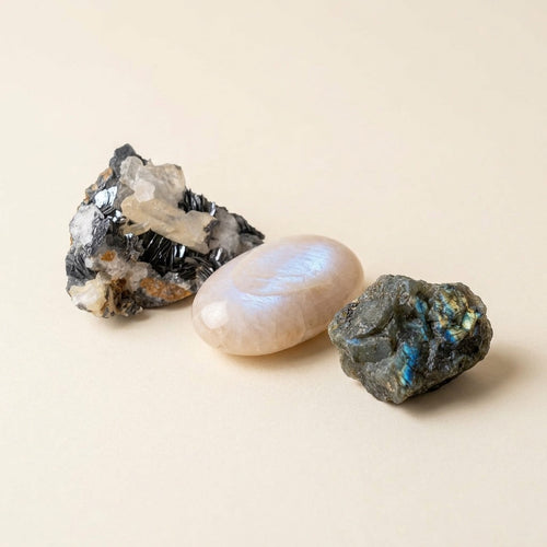 The Grounded Intuitive crystal set: labradorite, moonstone and hematite