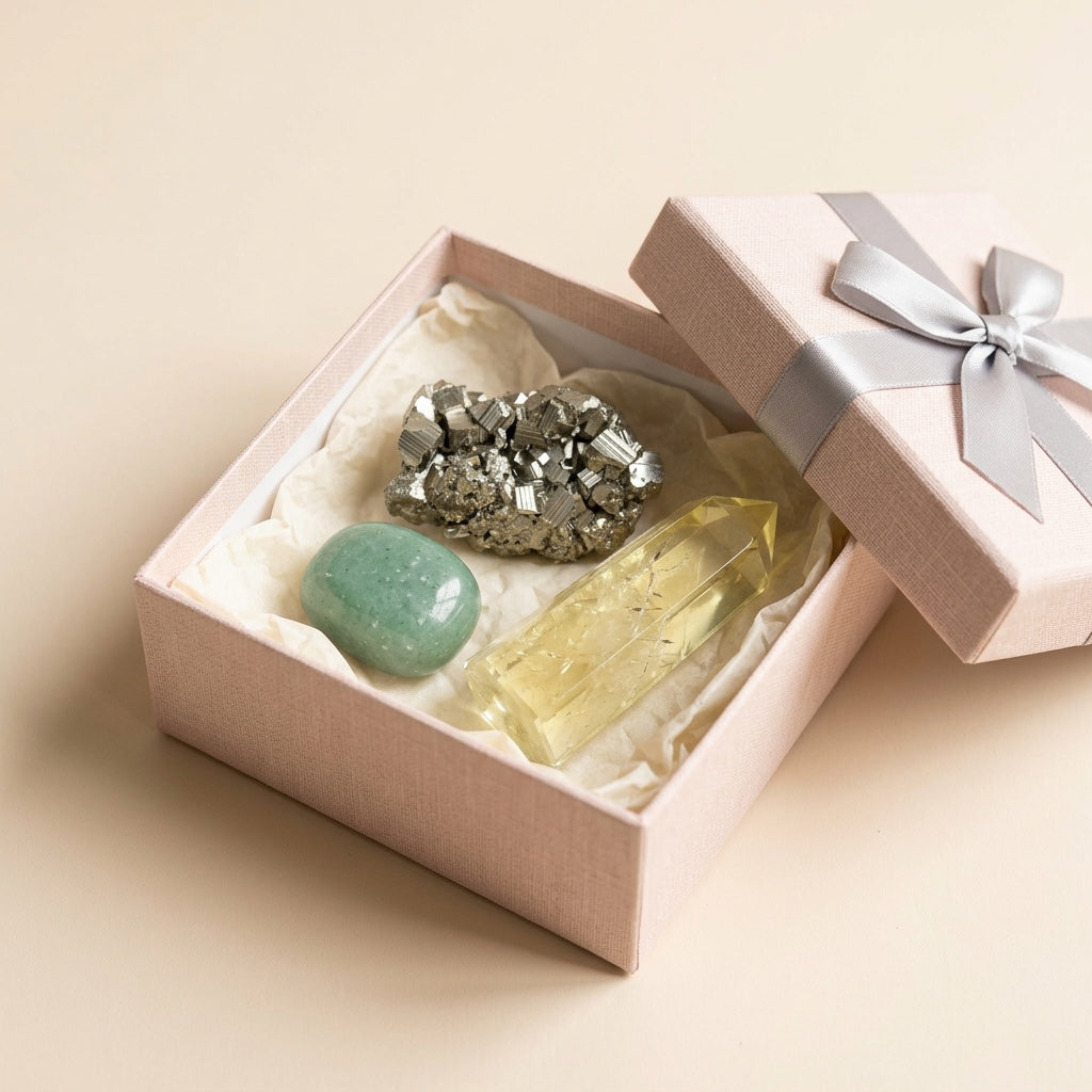 The Good Luck Ritual in the Stones and Rockz pink gift box