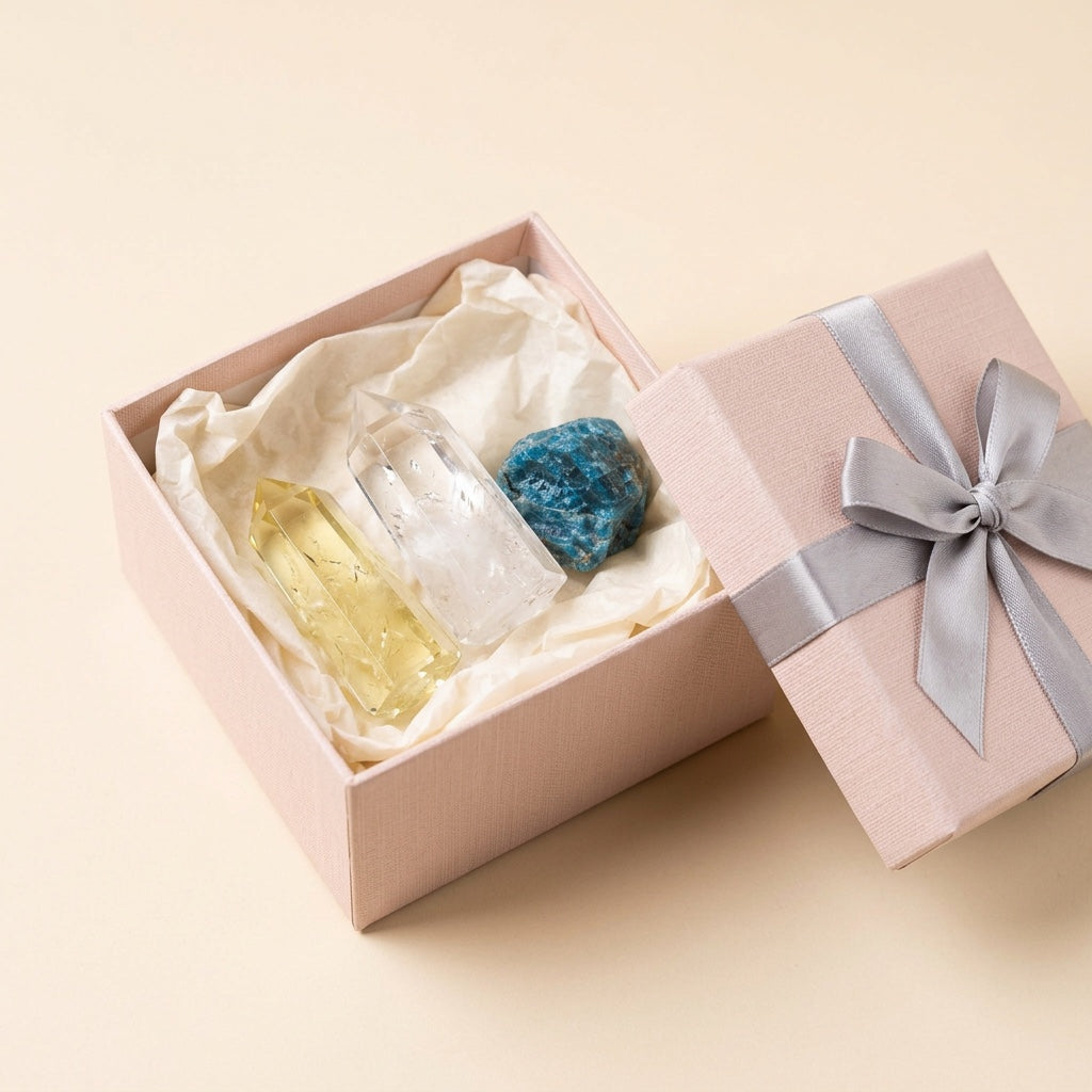 The Manifestation Engine in the Stones and Rockz pink gift box