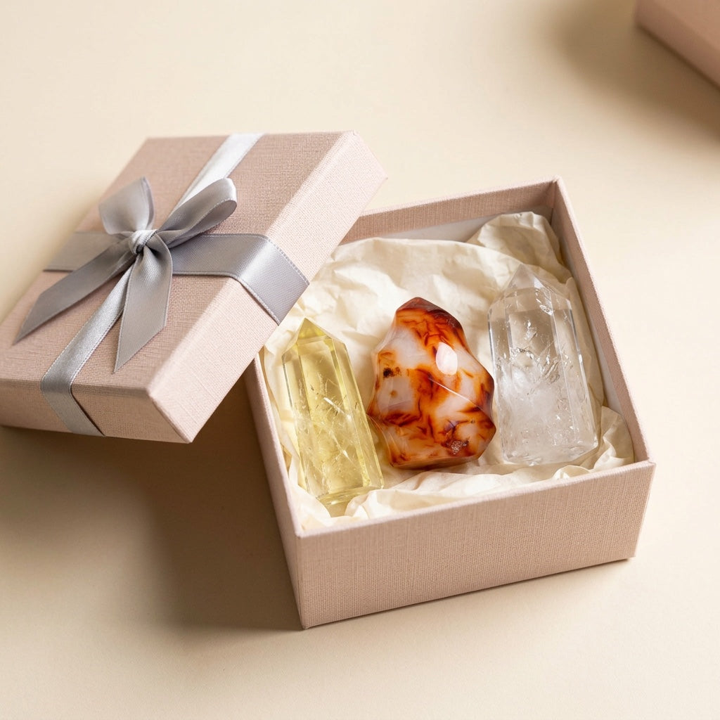 The Momentum Stack in the Stones and Rockz pink gift box