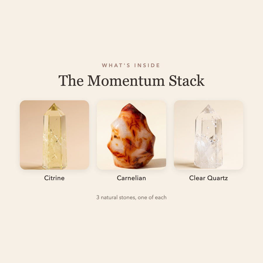 What's inside The Momentum Stack: citrine, carnelian and clear quartz