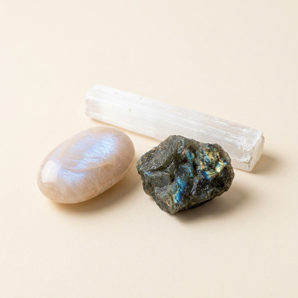 The New Chapter Kit crystal set: moonstone, labradorite and selenite