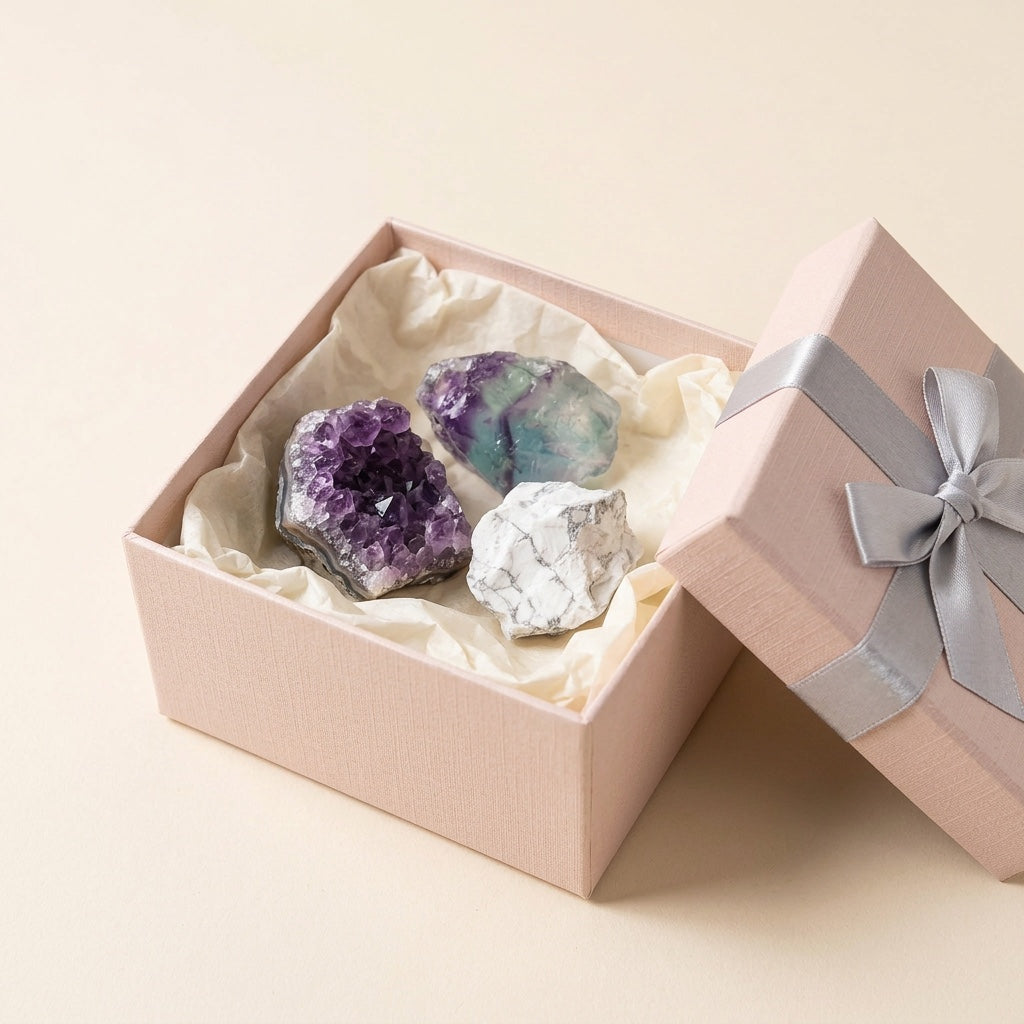 The Overthinker's Reset in the Stones and Rockz pink gift box
