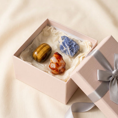 The Quiet Confidence Kit in the Stones and Rockz pink gift box