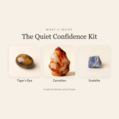 What's inside The Quiet Confidence Kit: tiger's eye, carnelian and sodalite